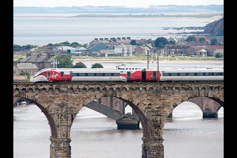 One of the Hitachi trainsets being supplied to Virgin Trains East Coast under the Intercity Express Programme was tested between Newcastle and Dunbar on August 16.